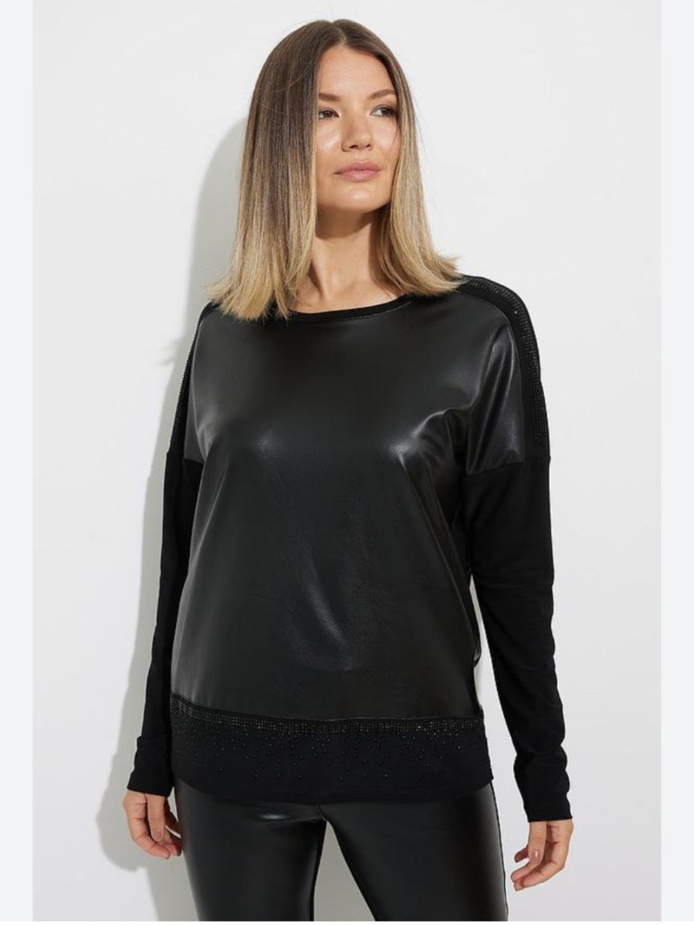 Joseph Ribkoff Faux Leather Front Top 8